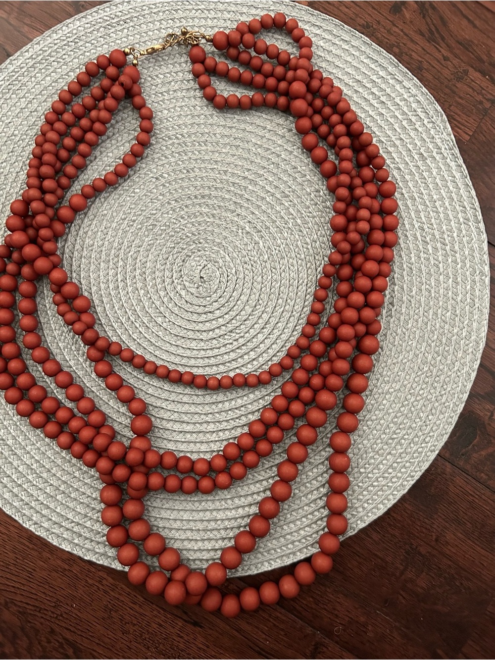 Multi-Strand Terracotta Beaded Necklace - Unbranded